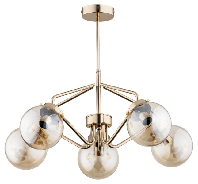 Lampa wisząca złota BARSUM 5xE14x40W wym: 48x58x58 cm Alfa 846303