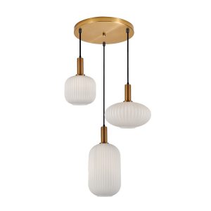 Lampa wisząca złota DELLA 3xE27x40W wym: 145x54x54 cm Italux 836878 Lampa wisząca złota DELLA 3xE27x40W wym: 145x54x54 cm Italux 836878