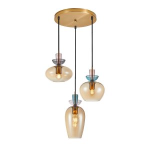 Lampa wisząca złota FANDA 3xE27x40W wym: 130x45x45 cm Italux 835750 Lampa wisząca złota FANDA 3xE27x40W wym: 130x45x45 cm Italux 835750