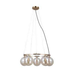 Lampa wisząca złota MOLITE 5xG9x5W wym: 120x58x58 cm Italux 835773 Lampa wisząca złota MOLITE 5xG9x5W wym: 120x58x58 cm Italux 835773
