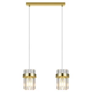 Lampa wisząca złota VETRO 2xE14x10W wym: 150x40x14 cm Light Prestige 836457 Lampa wisząca złota VETRO 2xE14x10W wym: 150x40x14 cm Light Prestige 836457