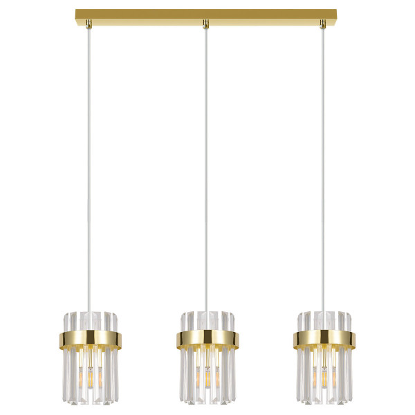 Lampa wisząca złota VETRO 3xE14x10W wym: 150x60x14 cm Light Prestige 836402