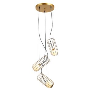 Lampa wisząca złoto-biała Coco 3xG9x25W wym: 104x30x30 cm Italux 858495 Lampa wisząca złoto-biała Coco 3xG9x25W wym: 104x30x30 cm Italux 858495