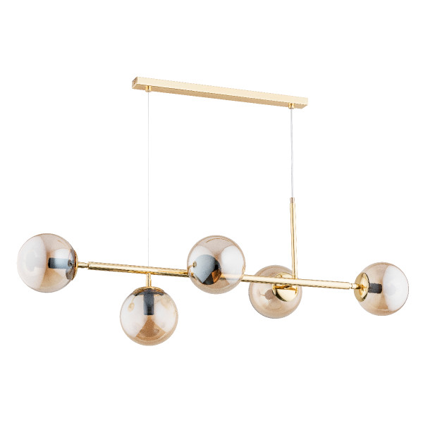 Lampa wisząca złoto-bursztynowa Dansa 5xE14x40W wym: 80x110x31 cm Alfa 834443