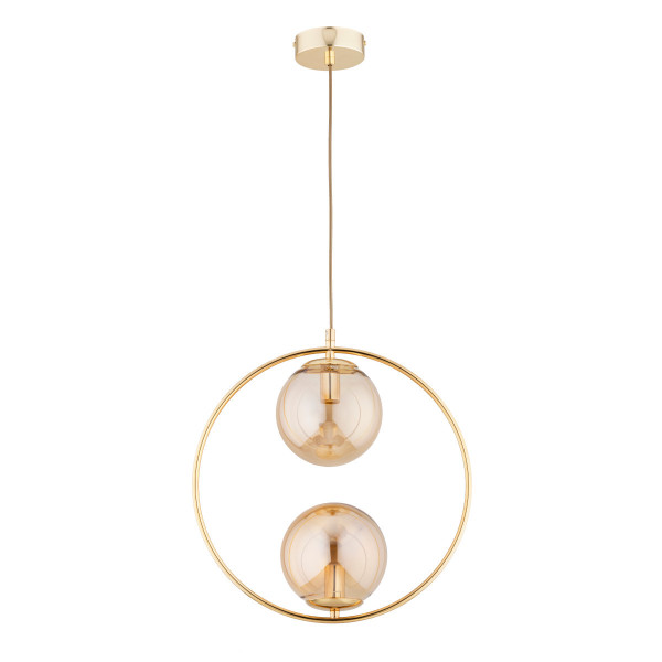Lampa wisząca złoto-bursztynowy ADINO 2xE14x10W wym: 85x15x38,5 cm Alfa 857833