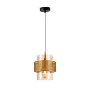 Lampa wisząca złoto-bursztynowy-czarna VINOTI 1xE27x40W Italux 846609 Lampa wisząca złoto-bursztynowy-czarna VINOTI 1xE27x40W Italux 846609