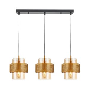 Lampa wisząca złoto-bursztynowy-czarna VINOTI 3xE27x40W Italux 845756 Lampa wisząca złoto-bursztynowy-czarna VINOTI 3xE27x40W Italux 845756
