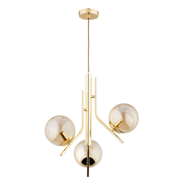 Lampa wisząca złoto-bursztynowy ESTEL 3xE14x10W wym: 86x48x48 cm Alfa 845635