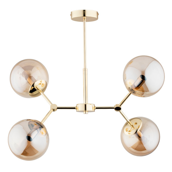 Lampa wisząca złoto-bursztynowy FOTON 4xE14x10W wym: 51x38x60 cm Alfa 841981