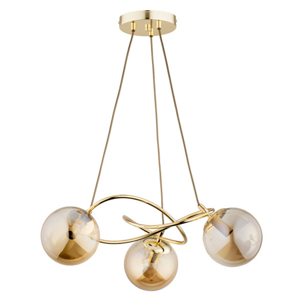 Lampa wisząca złoto-bursztynowy VELTA 3xE14x10W wym: 56x60x60 cm Alfa 854439