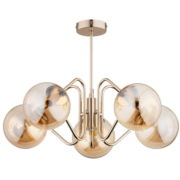 Lampa wisząca złoto-bursztynowy YUMA 5xE14x10W wym: 42x58x58 cm Alfa 836267
