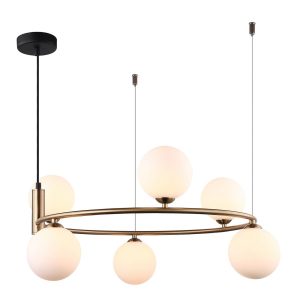 Lampa wisząca złoto-czarna-biała Amily 6xG9x25W wym: 98x60x60 cm Italux 854570