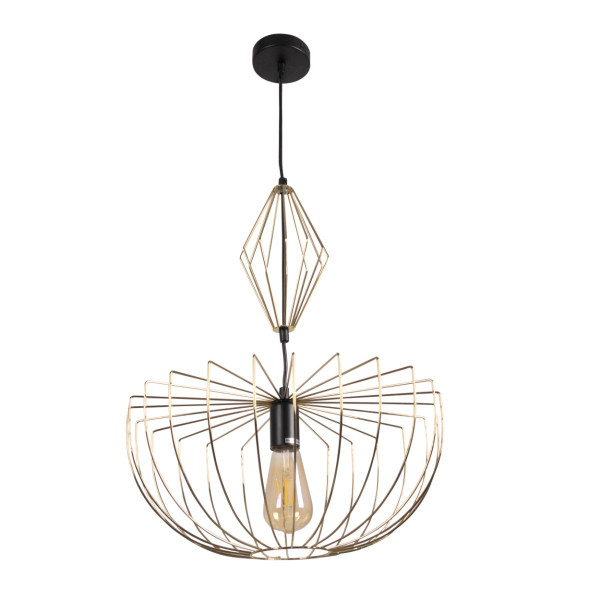 Lampa wisząca złoto-czarna JASMINA 1xE27x20W wym: 138,5x40x40 cm Polux 846448
