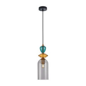 Lampa wisząca złoto-czarna-turkusowa BUSCO 1xE27x40W Italux 846555