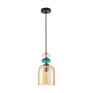 Lampa wisząca złoto-czarna-zielona-różowa BUSCO 1xE27x40W Italux 846428