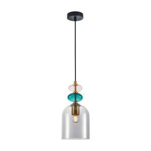 Lampa wisząca złoto-czarna-zielona-różowa BUSCO 1xE27x40W Italux 845660