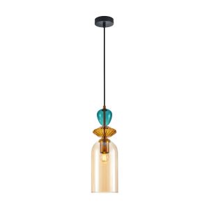 Lampa wisząca złoto-czarno-zielona BUSCO 1xE27x40W wym: 117x12x12 cm Italux 846496