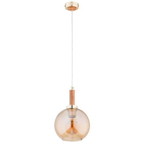 Lampa wisząca złoto-jasne drewno-bursztynowy HETTY 1xE27x15W Alfa 838051