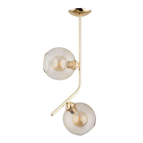 Lampa wisząca złoto-przezroczysta LALEN 2xE27x15W wym: 76x20x36 cm Alfa 841827