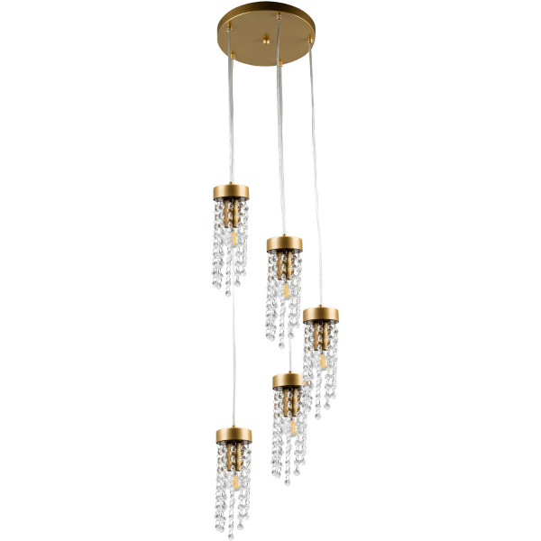 Lampa wisząca złoto-przezroczysty GEA 5xE27x20W wym: 120x28x28 cm Polux 852557