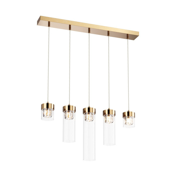 Lampa wisząca złoto-przezroczysty GEM 5xG9x28W wym: 162x91x11 cm Zuma Line 850866