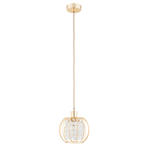 Lampa wisząca złoto-przezroczysty KRISTAL 1xE27x15W wym: 90x20x20 cm Alfa 841631