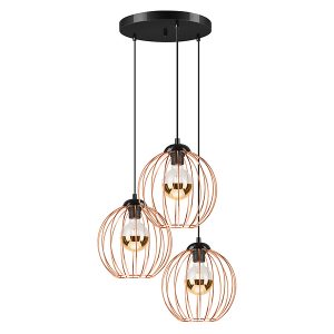 Lampa wisząca Zoya 3-punktowa stalowa miedziana 54633 Lampa wisząca Zoya 3-punktowa stalowa miedziana 54633