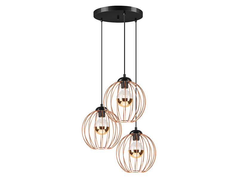 Lampa wisząca Zoya 3-punktowa stalowa miedziana 54633