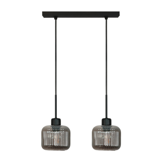 Lampa wisząca zwis EDYLIT grafitowe klosze loft 2xE27 BEKA GREY 15-008 1048919