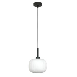Lampa wisząca zwis EDYLIT loft biały prążkowany klosz 1xE27 DENZY 15-092Z 1048989 Lampa wisząca zwis EDYLIT loft biały prążkowany klosz 1xE27 DENZY 15-092Z 1048989