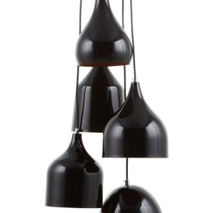 Lampa wisząca żyrandol 5 kloszy czarna 60665 Lampa wisząca żyrandol 5 kloszy czarna 60665