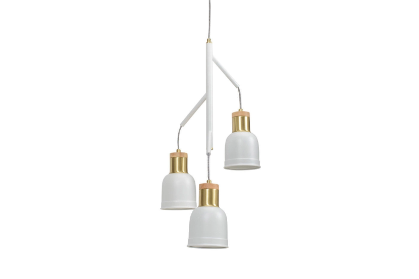 Lampa Wisząca Żyrandol KRAMER 3 Białe Klosze Art Deco Vintage Skandynawska 1053567