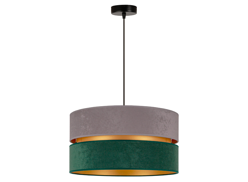 Lampa wiszącza Golden welurowa szaro-zielona 333576