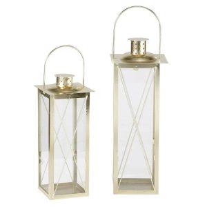 Lampion 2 szt. złoty 40x15x15 cm SVARN 164021
