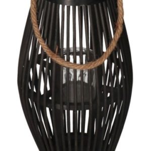 Lampion Bambusowy Rattanowy Latarnia 50 Cm Czarny 812265