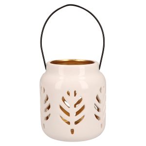 Lampion ceramiczny Foglia biało-złoty 343727 Lampion ceramiczny Foglia biało-złoty 343727