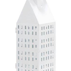 Lampion dekoracyjny 40 cm metal biały domek 67671 Lampion dekoracyjny 40 cm metal biały domek 67671
