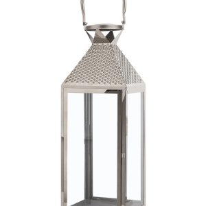 Lampion dekoracyjny 55 cm metal srebrny 67695