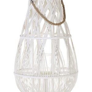 Lampion dekoracyjny bambusowy 56 cm biały 76035