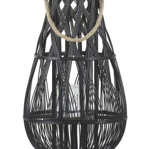Lampion dekoracyjny bambusowy 56 cm czarny 67693