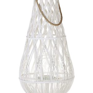 Lampion dekoracyjny bambusowy 75 cm biały 67691