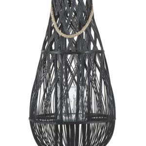 Lampion dekoracyjny bambusowy 75 cm czarny 67687