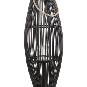 Lampion dekoracyjny bambusowy 84 cm czarny 261260