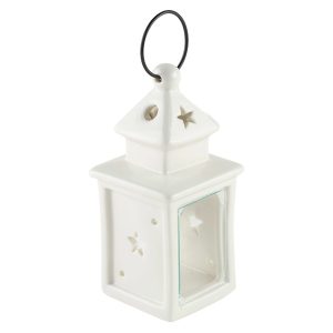 Lampion dekoracyjny ceramiczny 15 cm biały 50589