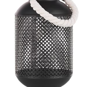 Lampion dekoracyjny czarny metalowy ażurowy 67711