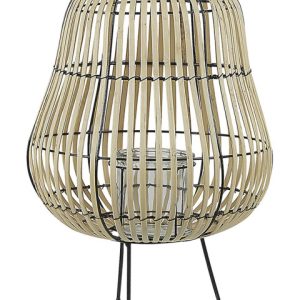 Lampion dekoracyjny świecznik jasne drewno 67719