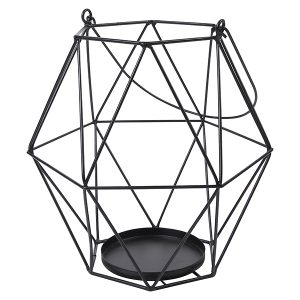 Lampion metalowy geometryczny 24 cm czarny 27467 Lampion metalowy geometryczny 24 cm czarny 27467
