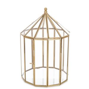 Lampion metalowy złoty ze szkłem 37 cm 281544 Lampion metalowy złoty ze szkłem 37 cm 281544