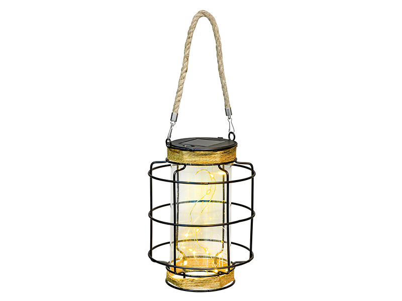 Lampion solarny Peonia LED metalowy czarny 43713
