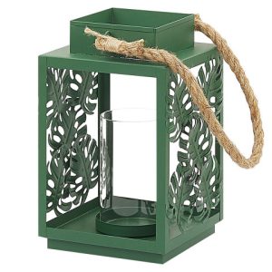 Lampion świecznik liście metalowy zielony 280118 Lampion świecznik liście metalowy zielony 280118